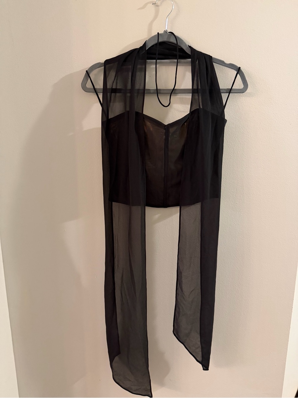 Alice and Olivia Net Bustier with Black Scarf Top